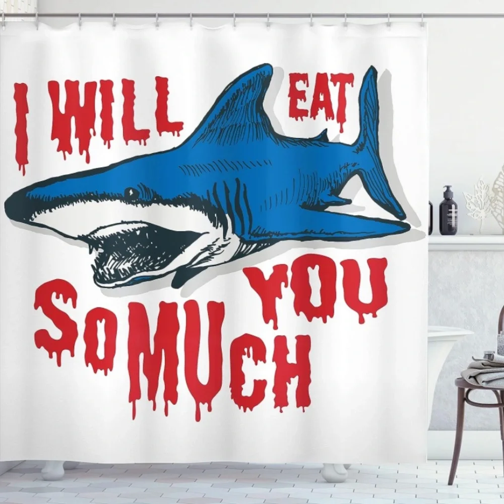 Ambesonne Shark Shower Curtain, Shark with Alluring Eat You 69